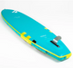 view of the under side of the Ray Air Premium inflatable paddle board with fin