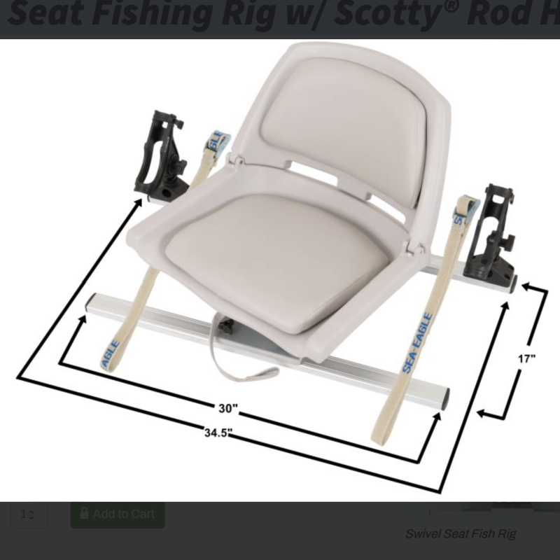 Swivel Seat Fishing Rig product image with dimensions Sea Eagle