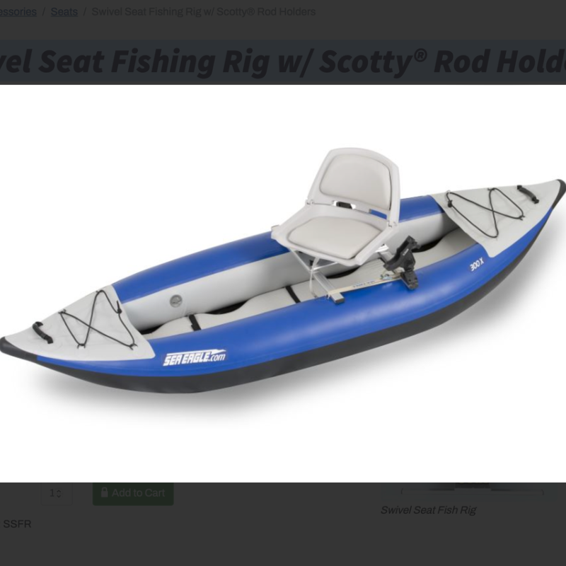 Sea Eagle Swivel Fishing Rig Seat mounted on 300X Kayak