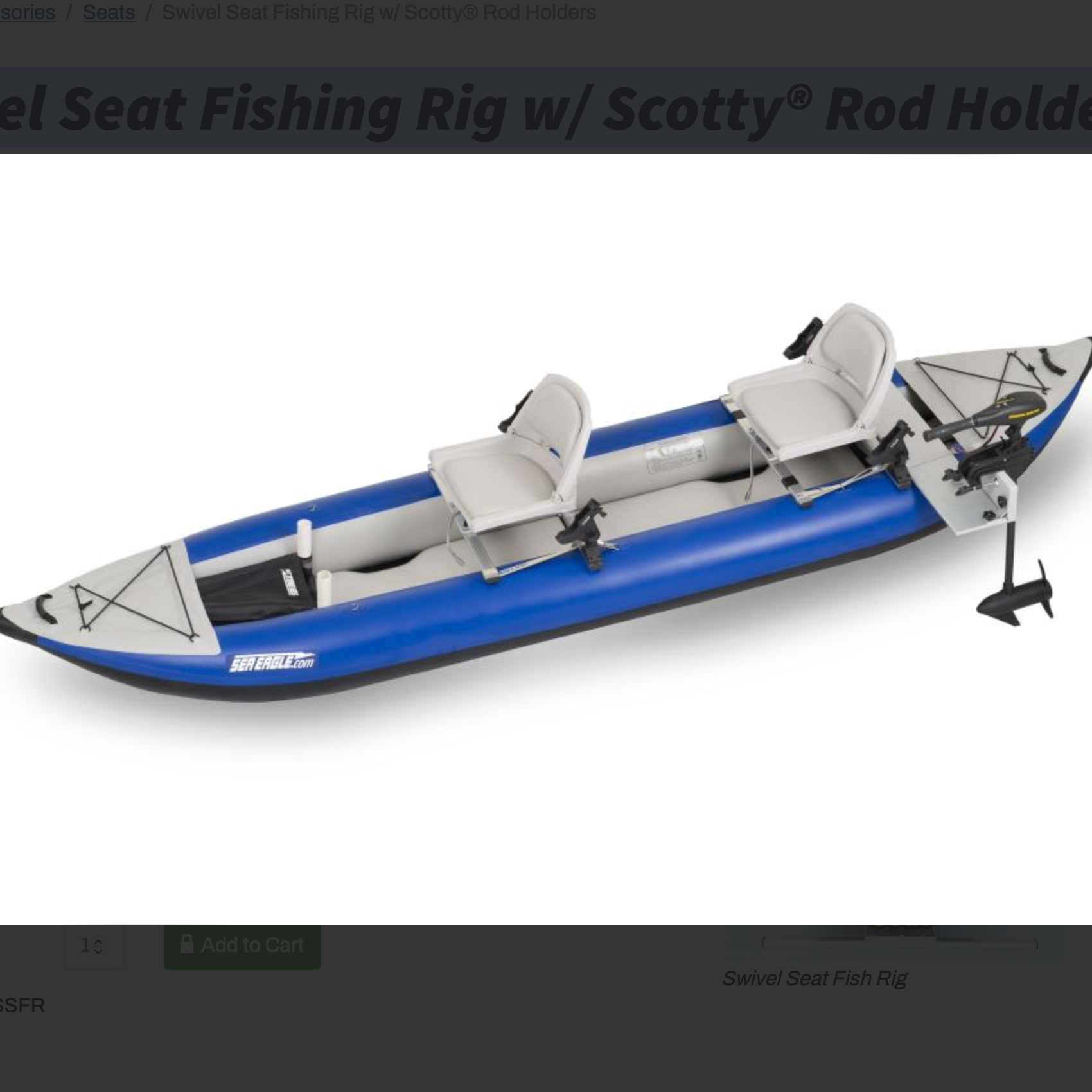 Two Swivel Fishing Rig Seats mounted on Sea Eagle Kayak