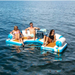 Three adults with a cooler on Solstice C dock lounger on lake