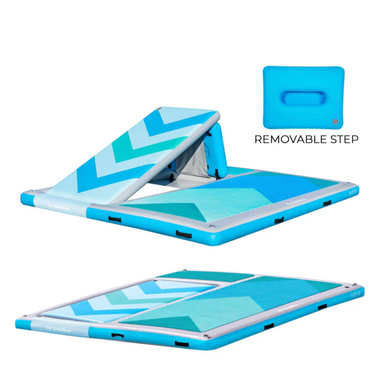 Product photo of Solstice inflatable slide dock in both flat and slide configurations