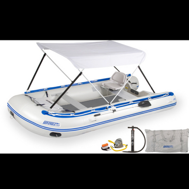 Sea Eagle 14' Sport Runabout Inflatable Boat with Swivel Seat, Canopy, and DS Floor