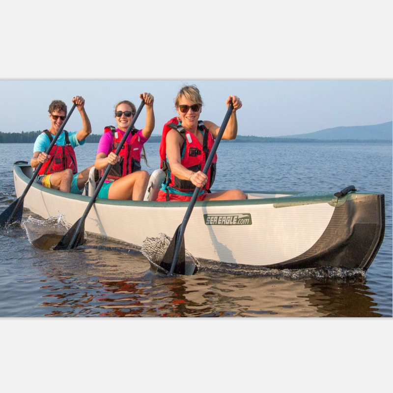 Sea Eagle Travel Canoe ( 3 person) - Wood/Web Seats and Electric Pump Package