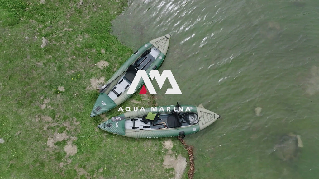 video of Aqua Marina Caliber Angling inflatable kayak setup and use